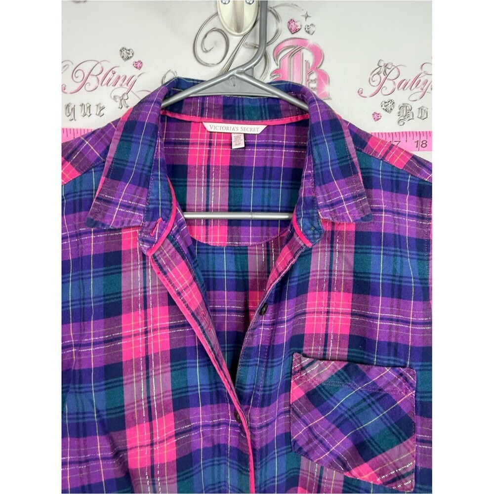 Victoria's Secret shirt Pink & Purple Plaid Button-Down Shirt - Picture 6 of 11